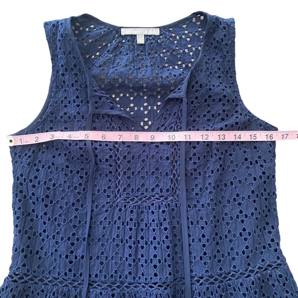 Daniel Rainn Navy Layered Eyelet Tank Top S - Picture 13 of 14